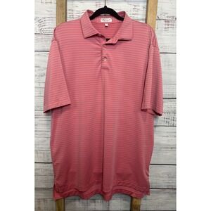 Peter Millar Summer Comfort Mens Large Pink Blue Striped Golf Polo Shirt L